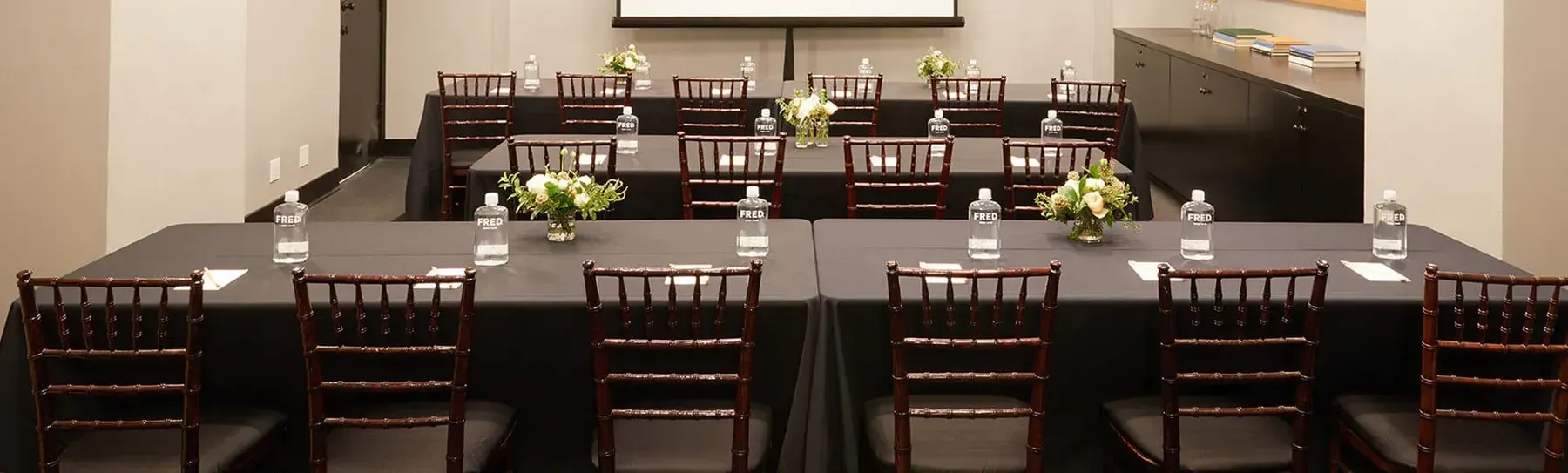 A meeting set up at the Tilden Hotel