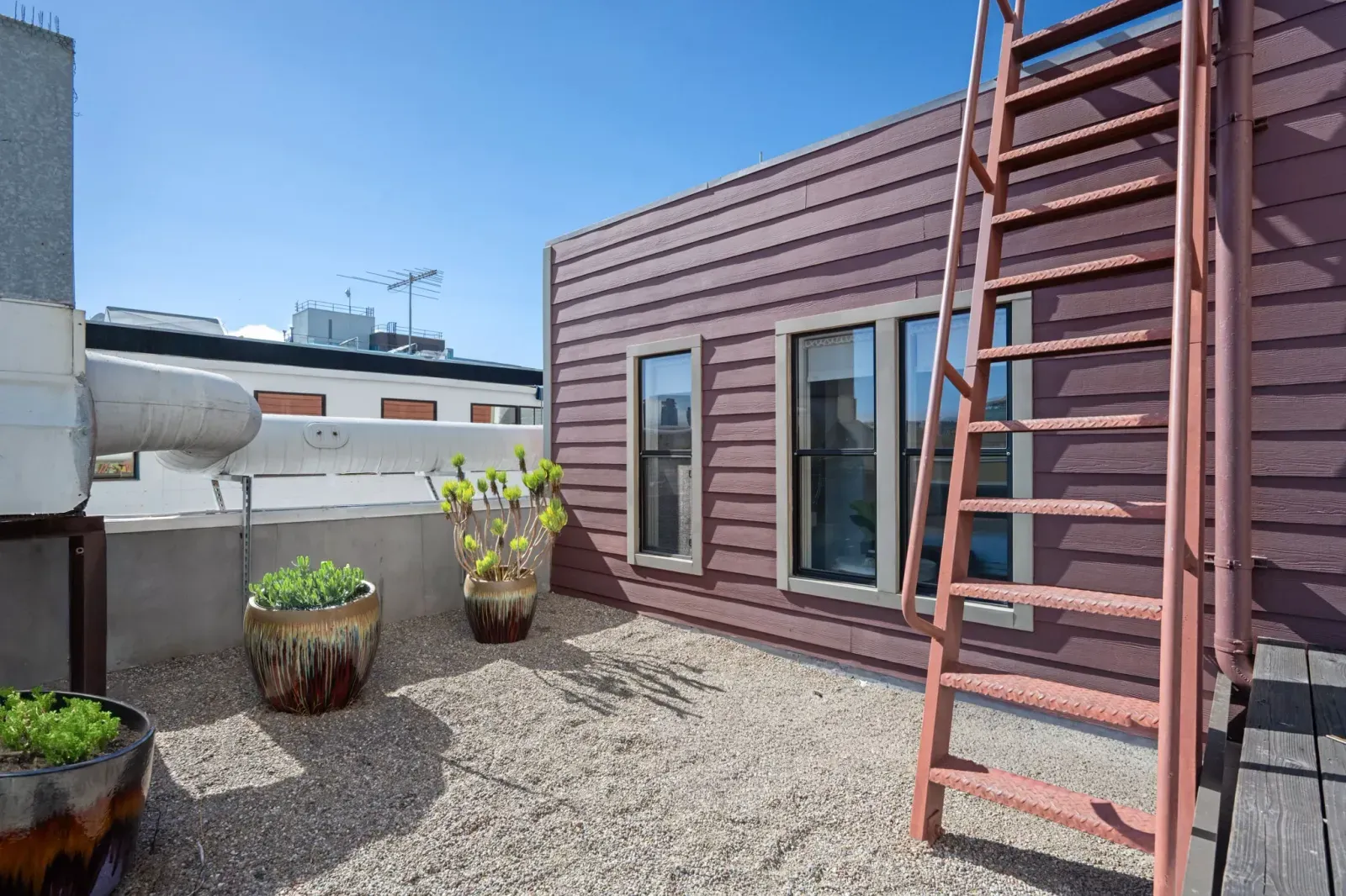 A planted corner of the rooftop