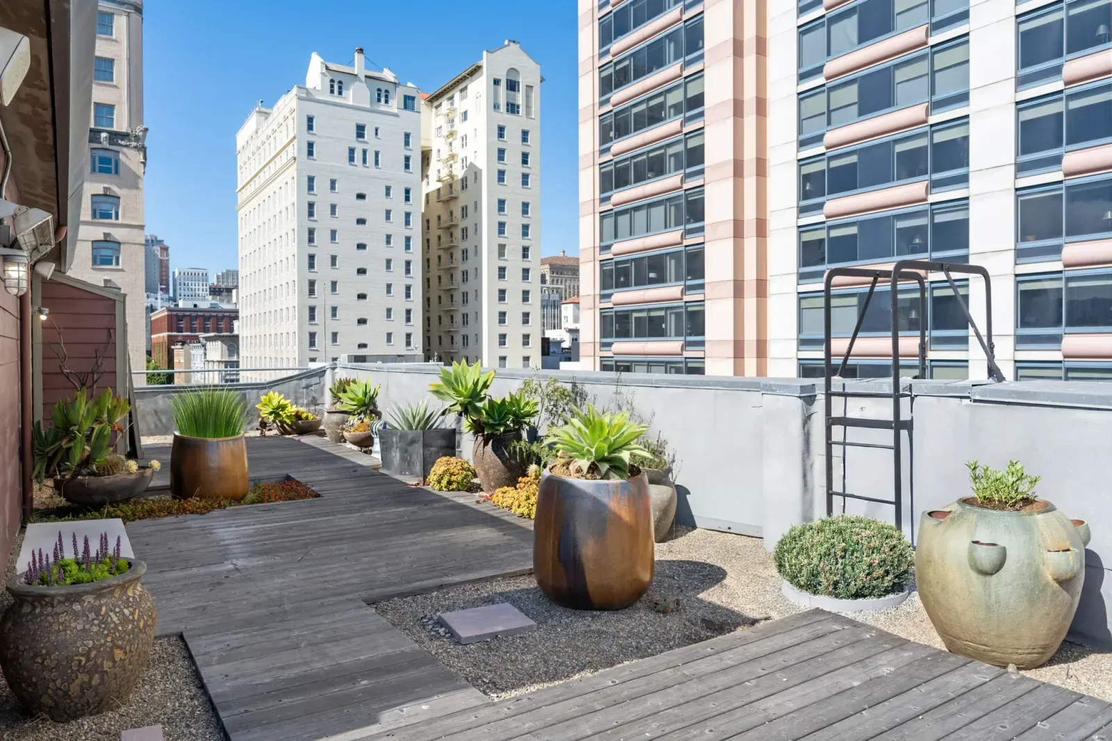 The private rooftop, planted and decked, above Union Square